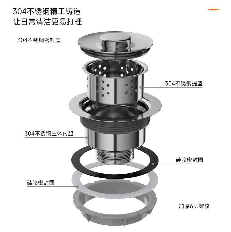 Kitchen stainless steel vegetable sink double basin sewer pipe full set double slot accessories set