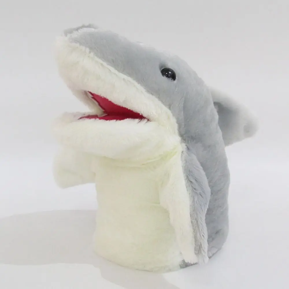 Soft Shark หุ่นมือการ์ตูนน่ารักสัตว์ทะเลของเล่นเพื่อการศึกษาเด็กน่ารักอะนิเมะตุ๊กตาถุงมือสําหรับเด็ก Interactive