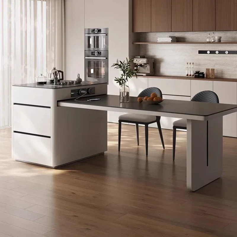 

Кремовый ветер, современный обеденный стол, мебель, простой остров, обеденный стол, выдвижная каменная плита, многофункциональная индукционная плита для чая