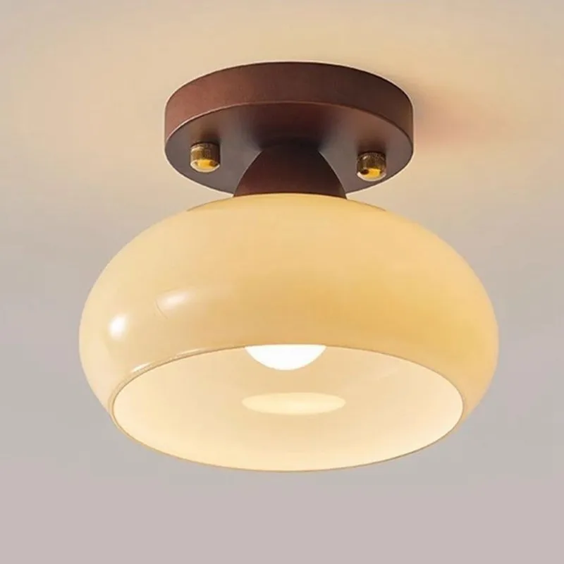 Glass Ceiling Lamp Mushroom Design Vintage Semi Flush Mount For Entryway Balcony Bedroom Hallway Lighting Fixtures
