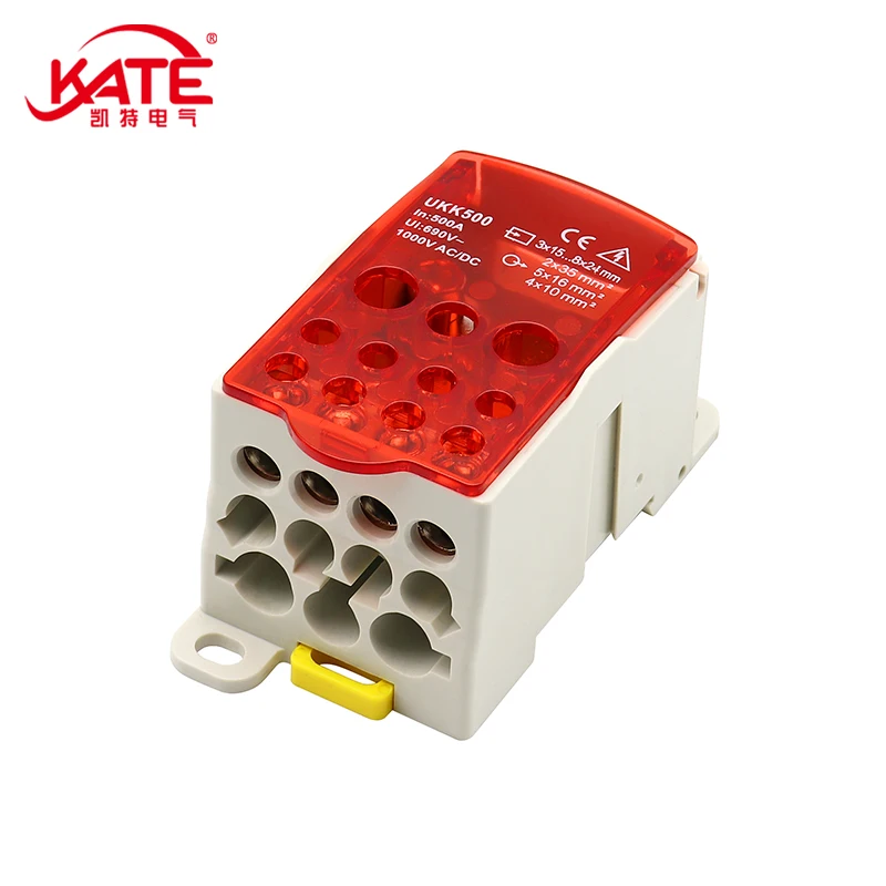 UKK500A 690V DC AC High Current Terminal Block DIN Rail Type Single Pole Junction Box Distribution Box Wire Connector