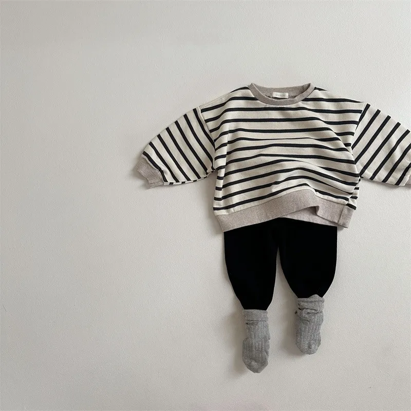 2024 Autumn New Baby Long Sleeve Striped T Shirts Infant Casual Tops For Boy Girl Cotton Bottoming Shirts Toddler Tee Clothes