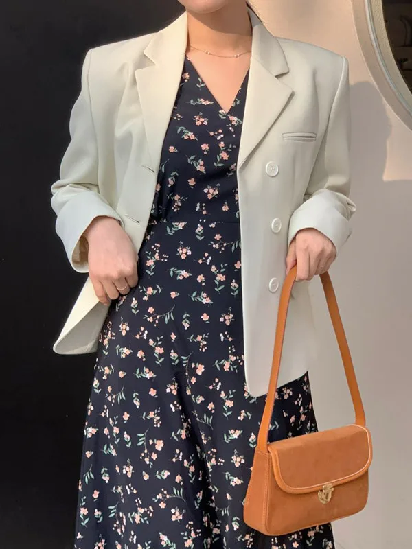 

Chic Summer Vintage V-ne Floral Print Design Belted Slimming Bubble Sve Dr ort Sve Commute Sle Regular Print M...