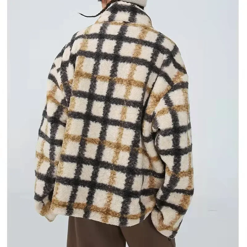 Small Fragrance Jacket Women New Autumn and Winter Cotton Clothes Korean Style Fashion Thick Loose Retro Plaid Cotton Coat New