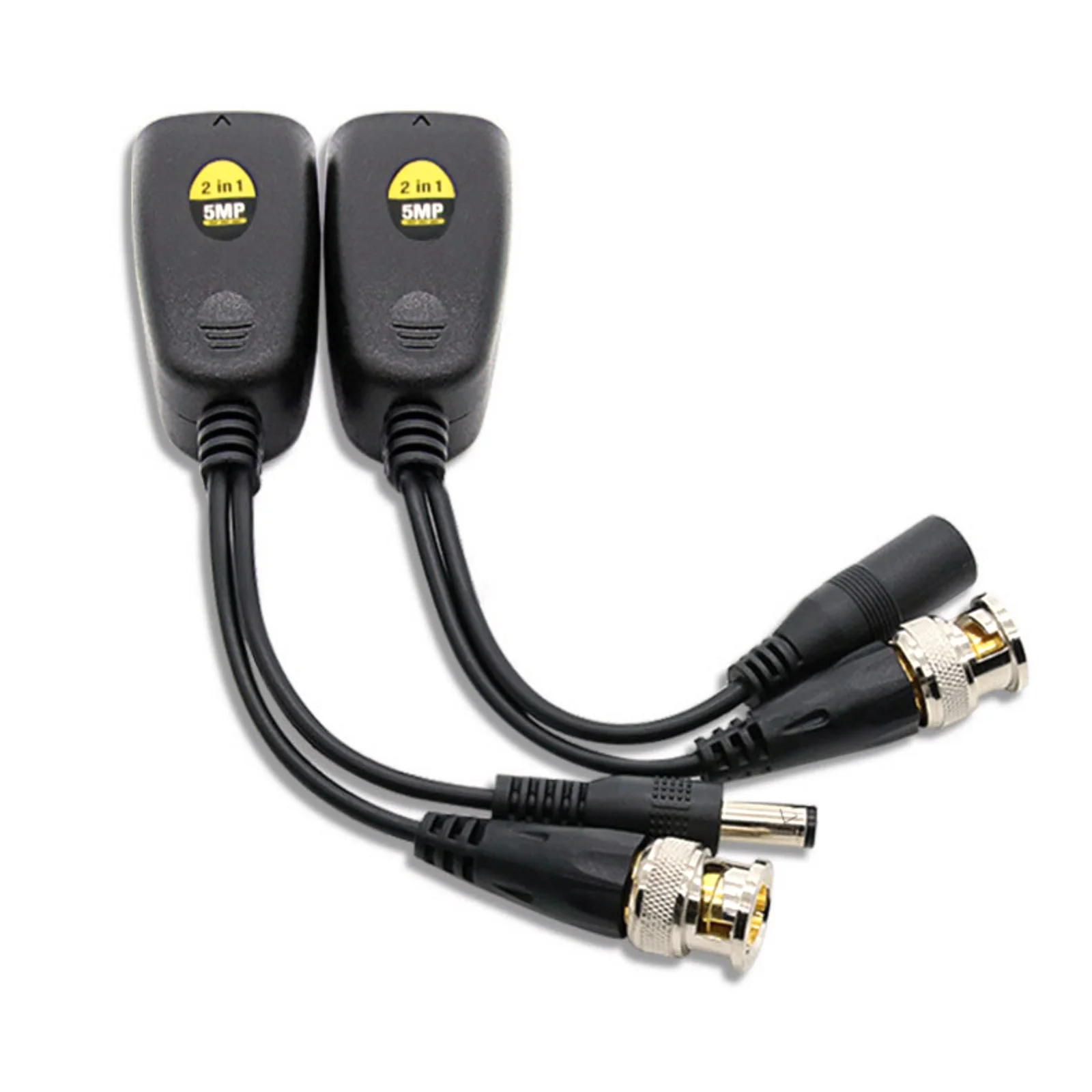 2x Transmisor de Par Trenzado Pasivo, Balun de Video BNC a RJ45 para AHD/CVBS/CVI, Protección contra Rayos de 3 Niveles, Alimentación de 12-36V sobre UTP