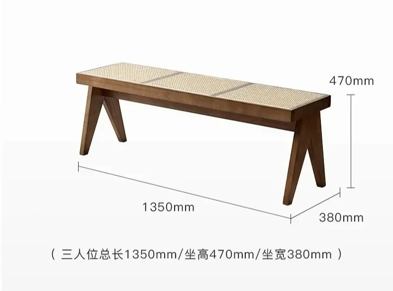Y  Solid Wood Rattan Home Shoe Changing Stool Modern Nordic Homestay Rattan Chair Simple Tailstock Dining Table Bench