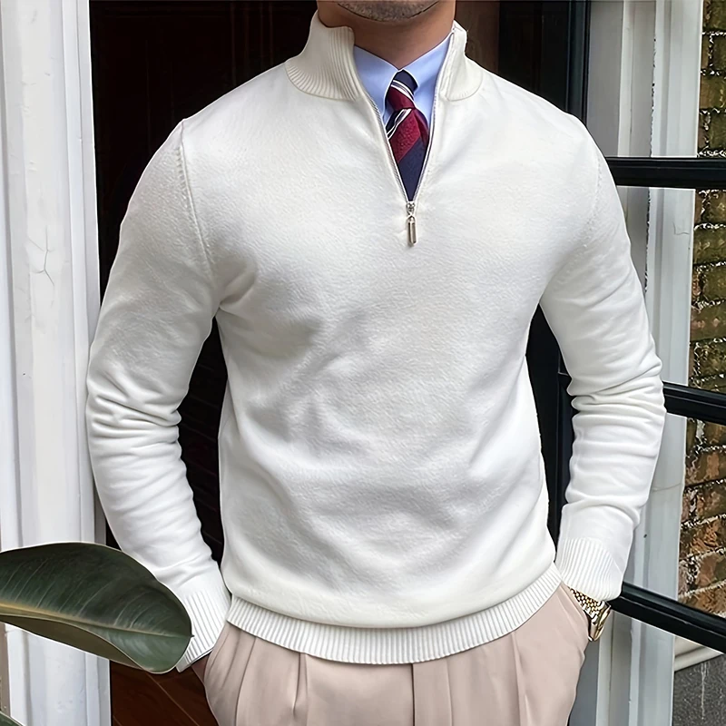 

Autumn Men's Quarter Zip Up Sweaters Slim Fit Outdoor Jumpers Business Polo Shirt Knit Half Turtleneck Pullover Sweater Knitwear