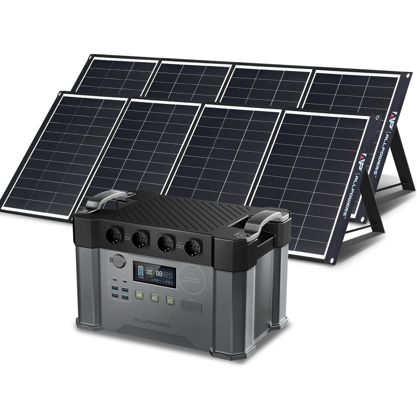 ALLPOWERS S2000 Solar Generator with Panels Included, 2000W MPPT Portable Power Station with Foldable Solar Panel 200W/400W