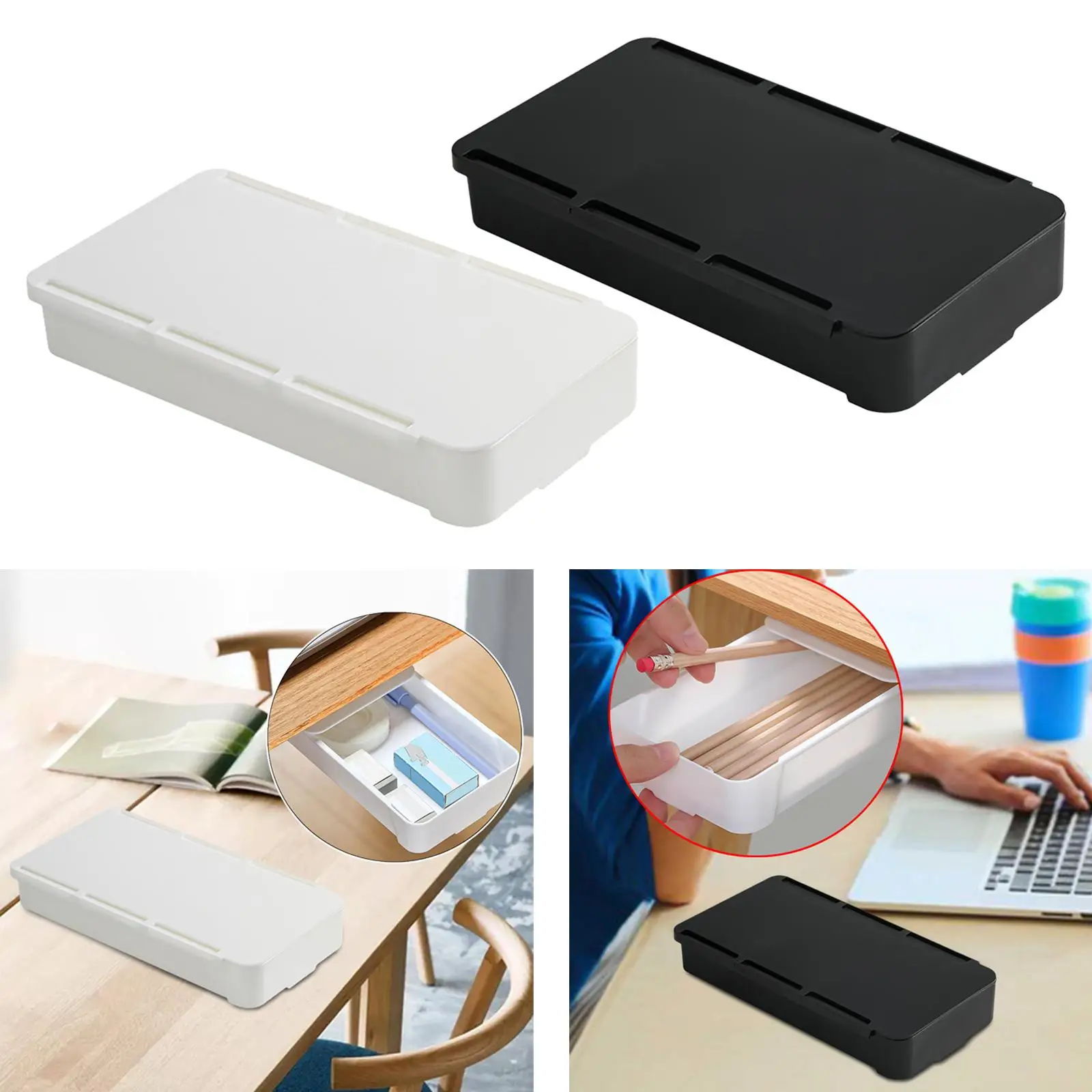 Convenient Desk Storage Under Desk Drawer Adhesive Sticky Hidden Self Multifunctional Storage Drawer Table for Home Desk School