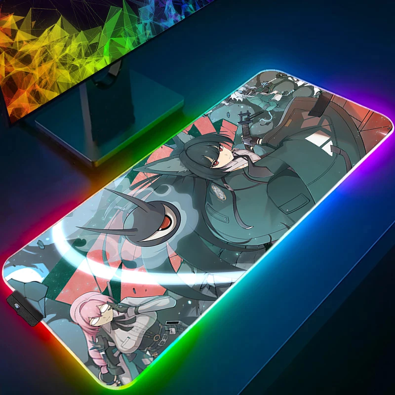 Mouse Pad Anime Girl LED PC Gamer Mousepad Zenless Zone Zero Hoshimi Miyabi Keyboard Pad RGB Laptop Gaming Accessories Desk Mat