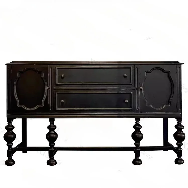 

LD6French entrance black retro old locker entry light luxury simple classic modern decorative cabinet