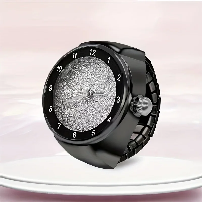 Full Sky Star Trendy Ring Watch Finger Band Sparkling Advanced Cool Wind Time Watching Ring Watch Fast Technology Sense