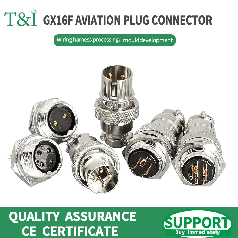 

Aviation plug female base 16MF-2/3/4/5/6/7/8pins male and female reverse connector GX16MM DF16 Plate front installation