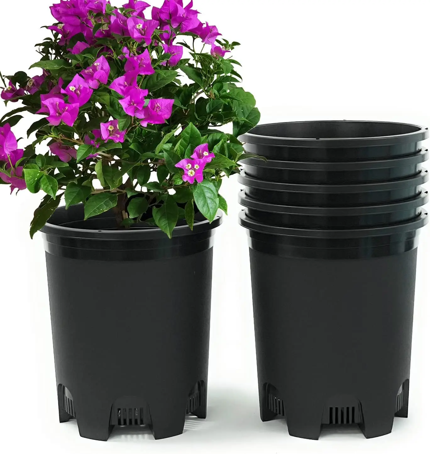 

5 Gallon 20-Pack Nursery Pot Black Plastic Planters in Bulk with Drainage for Outdoor Indoor Large Plants Trees