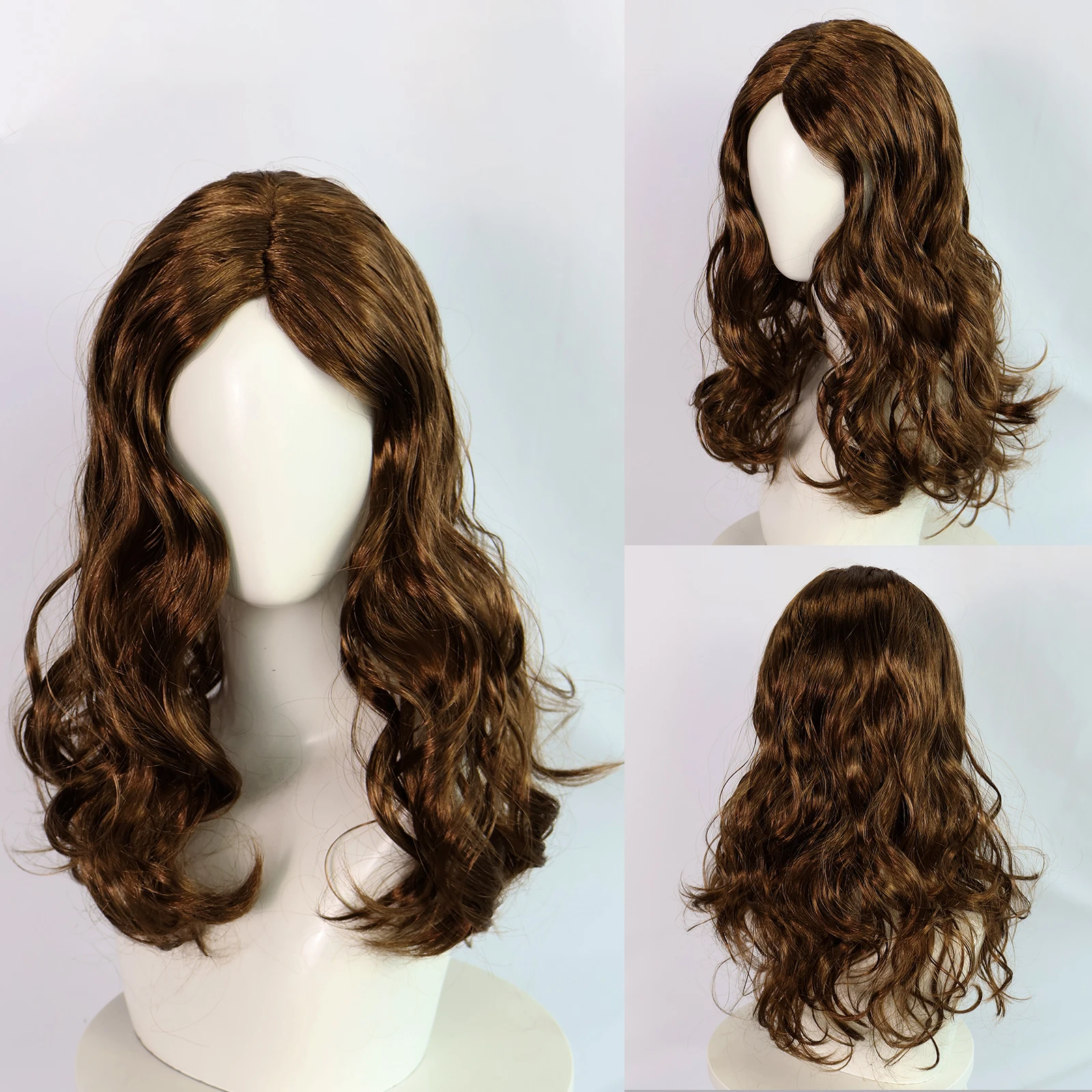 Brown Wig for Girls  Long Wavy Curly Middle Part Costume Wig Princess Halloween Party Hair