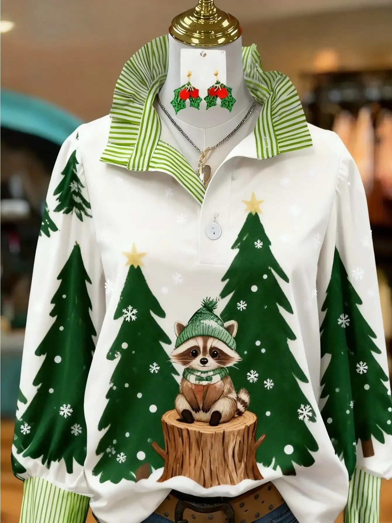 

Ladies' elegant long sleeved shirt with stand up collar, Leisure elegance, combined with a sense of vitality