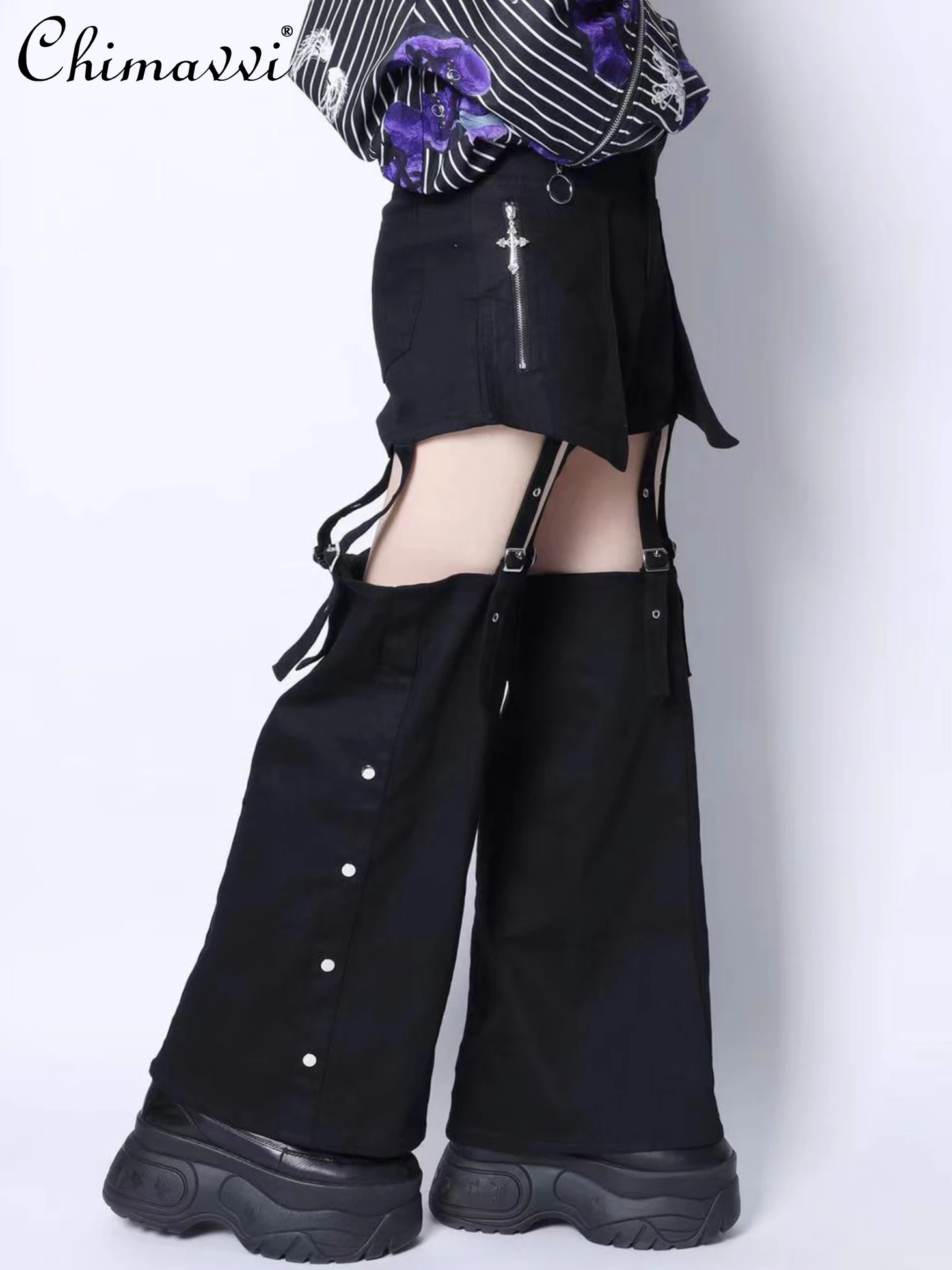 

Japanese Mine Harajuku Two-Way Detachable Trousers 2024 Summer Clothes New High Waist Girl Dark Shorts Leg Warmer All-match