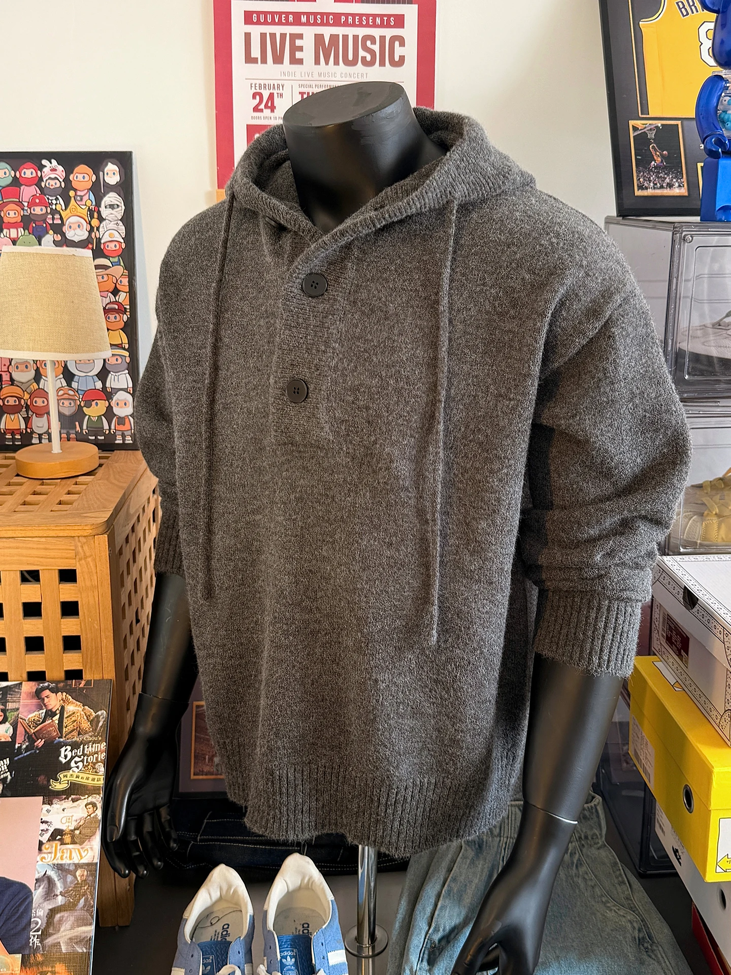 

American Sle Hoodie Men's Loose Casual Heavy Knitted Sweater Coat Top Trendy Brand Autumn Winter Comfortable Soft Polyester