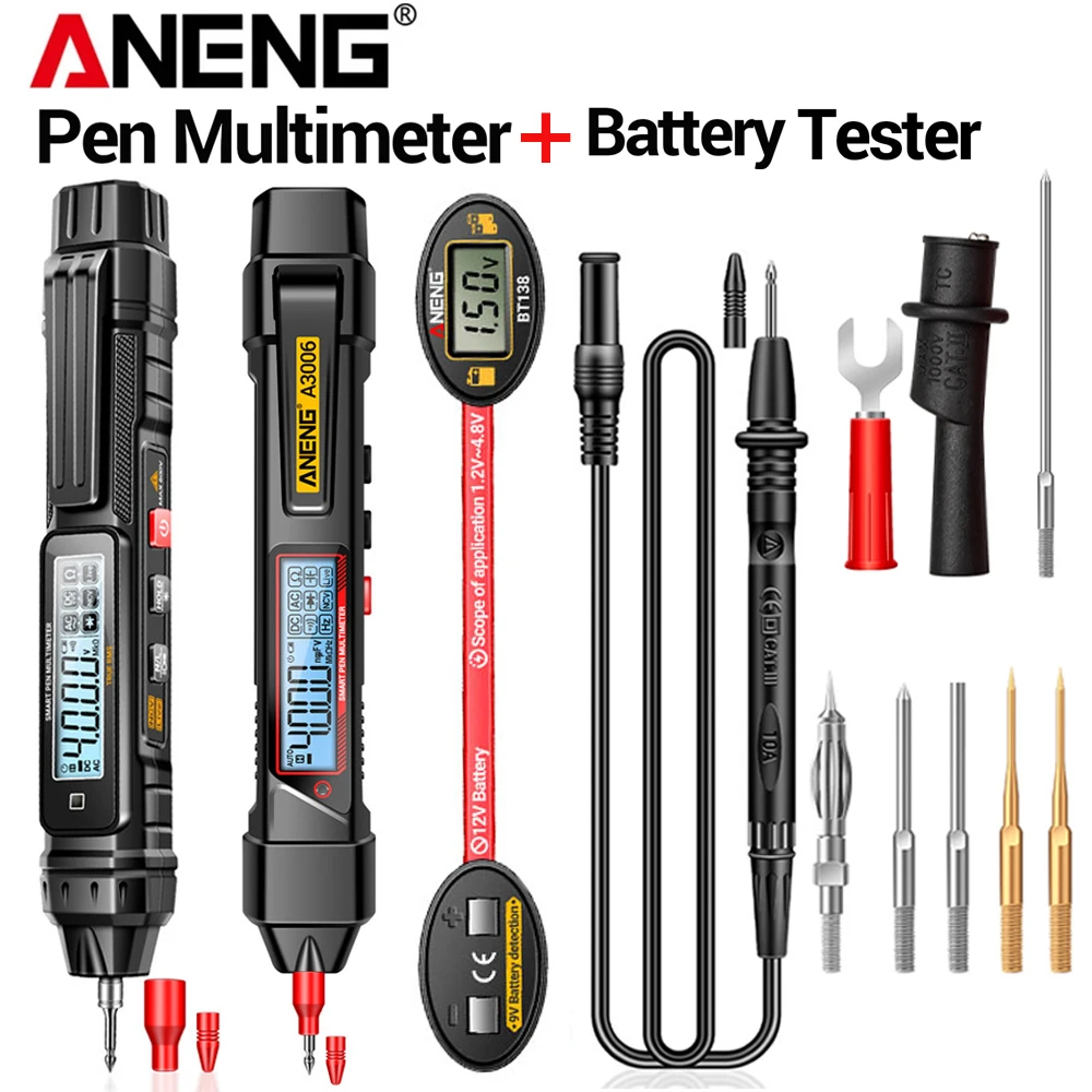 

ANENG A3005/A3006 pen type digital multimeter+BT138 battery tester AC/DC measurement battery internal resistance detection kit