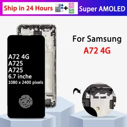 Super AMOLED A725 Display Screen For Samsung A72 4G A725F Display Touch Screen With Fingerprint Digitizer Assembly