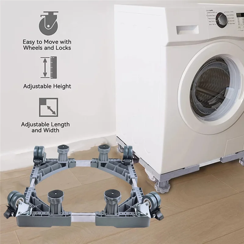 Washing Machine Stand Adjustable Refrigerator Raised Base Mobile Roller Bracket Wheel Bathroom Kitchen Accessories