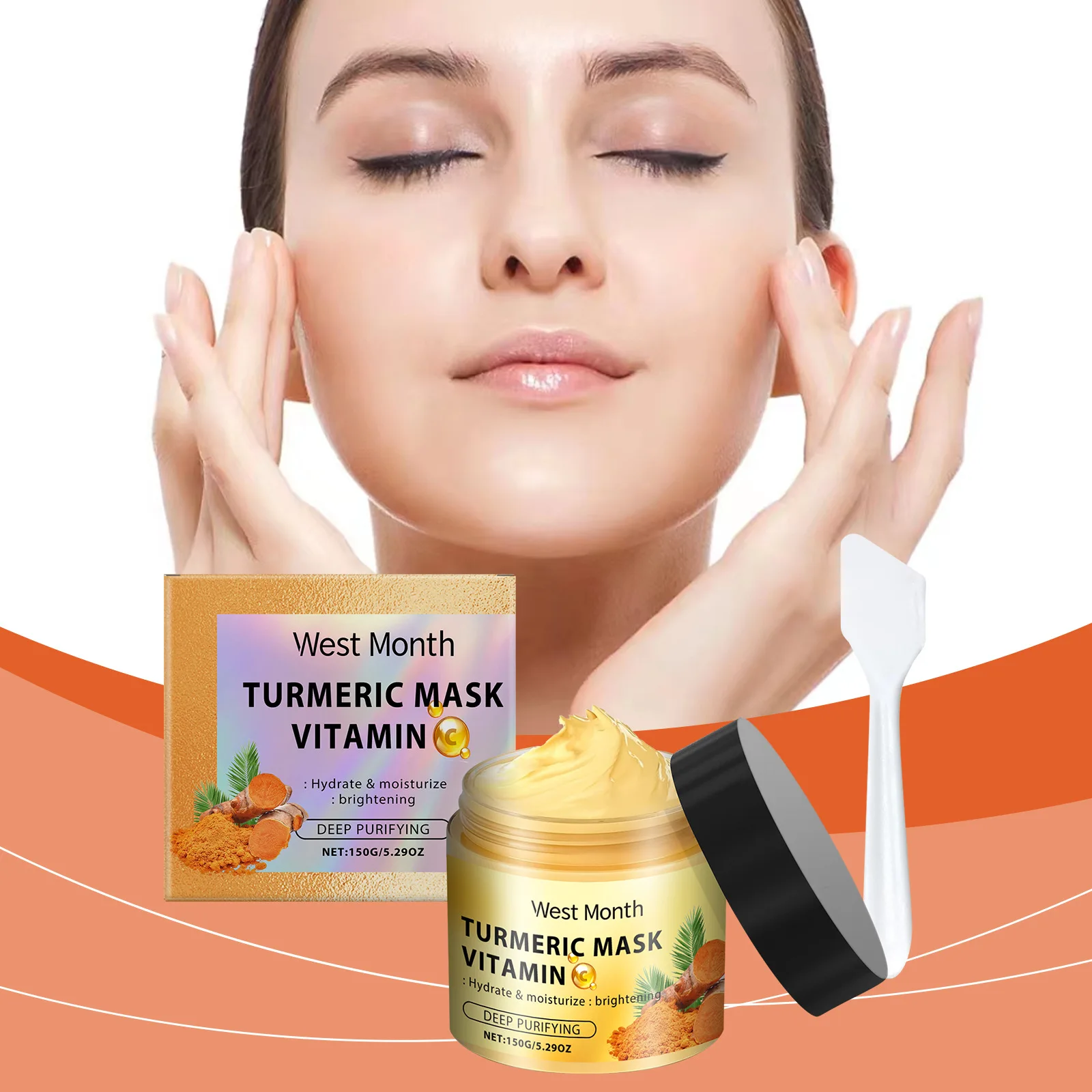 

WEST MONTH Vitamin C Turmeric Mud Mask, Facial Cleansing Hydrating, Moisturizing and Firming Skin Smear Vitamin C Mud Mask