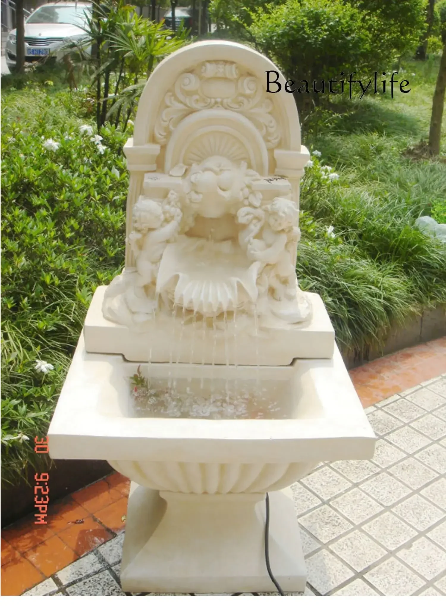 X40 European Floor-to-ceiling Circulating Fountain Courtyard Garden Foyer Balcony, Water Feature Decoration Small Fountain Ornam