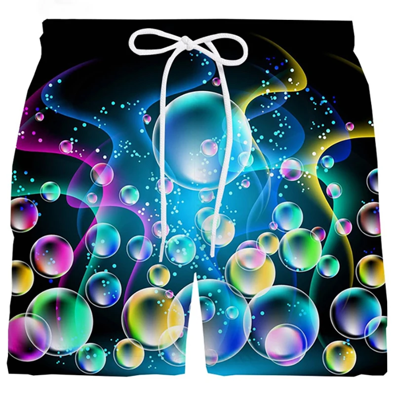 Rainbow Bubble Colorful 3D Print Beach Shorts Men Women Casual Oversized Surfing Board Sport Pants Swimsuits Trunks Kid Clothing