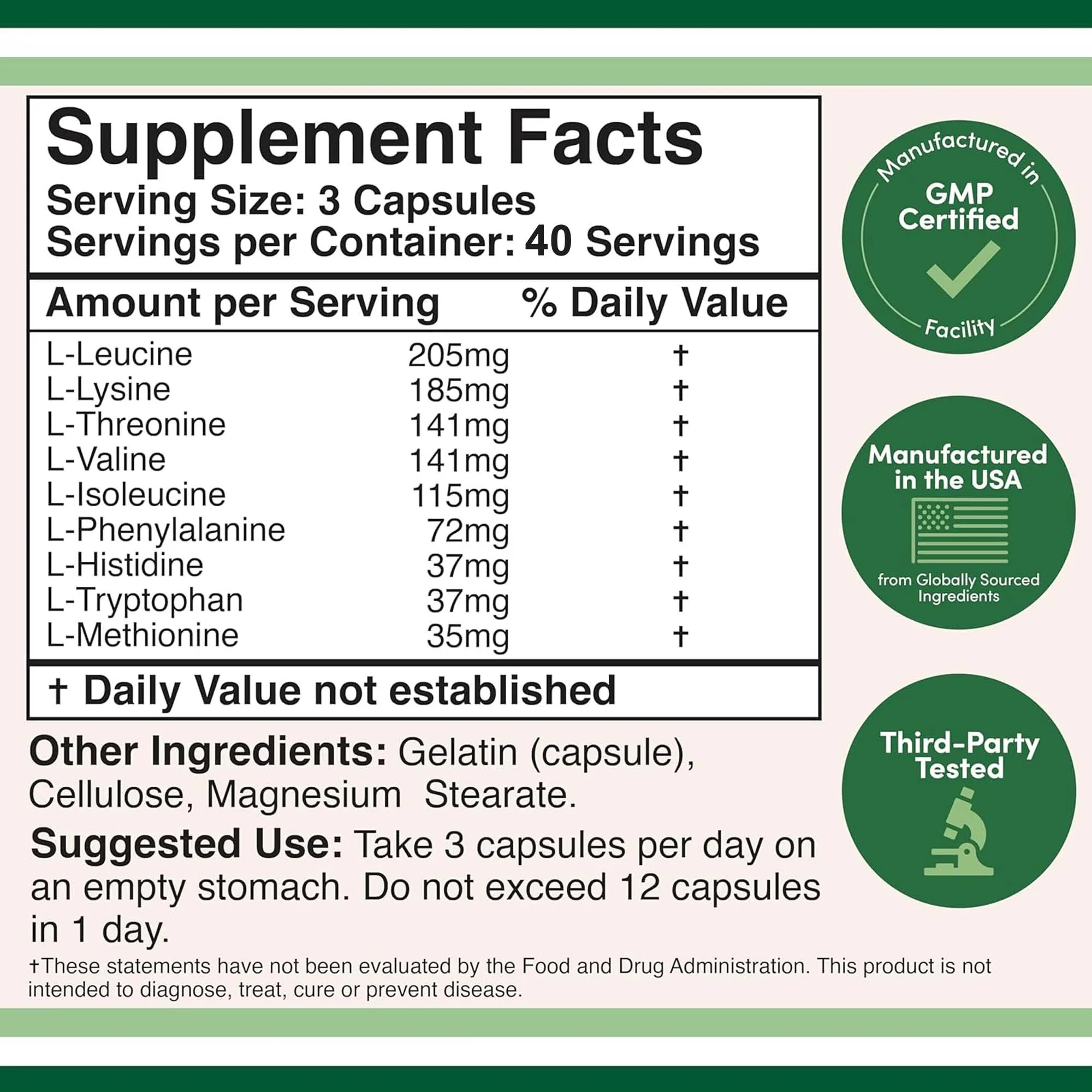Essential Amino Acids - Supports Muscle Growth, Relieves Muscle Soreness, and Improves Exercise Endurance