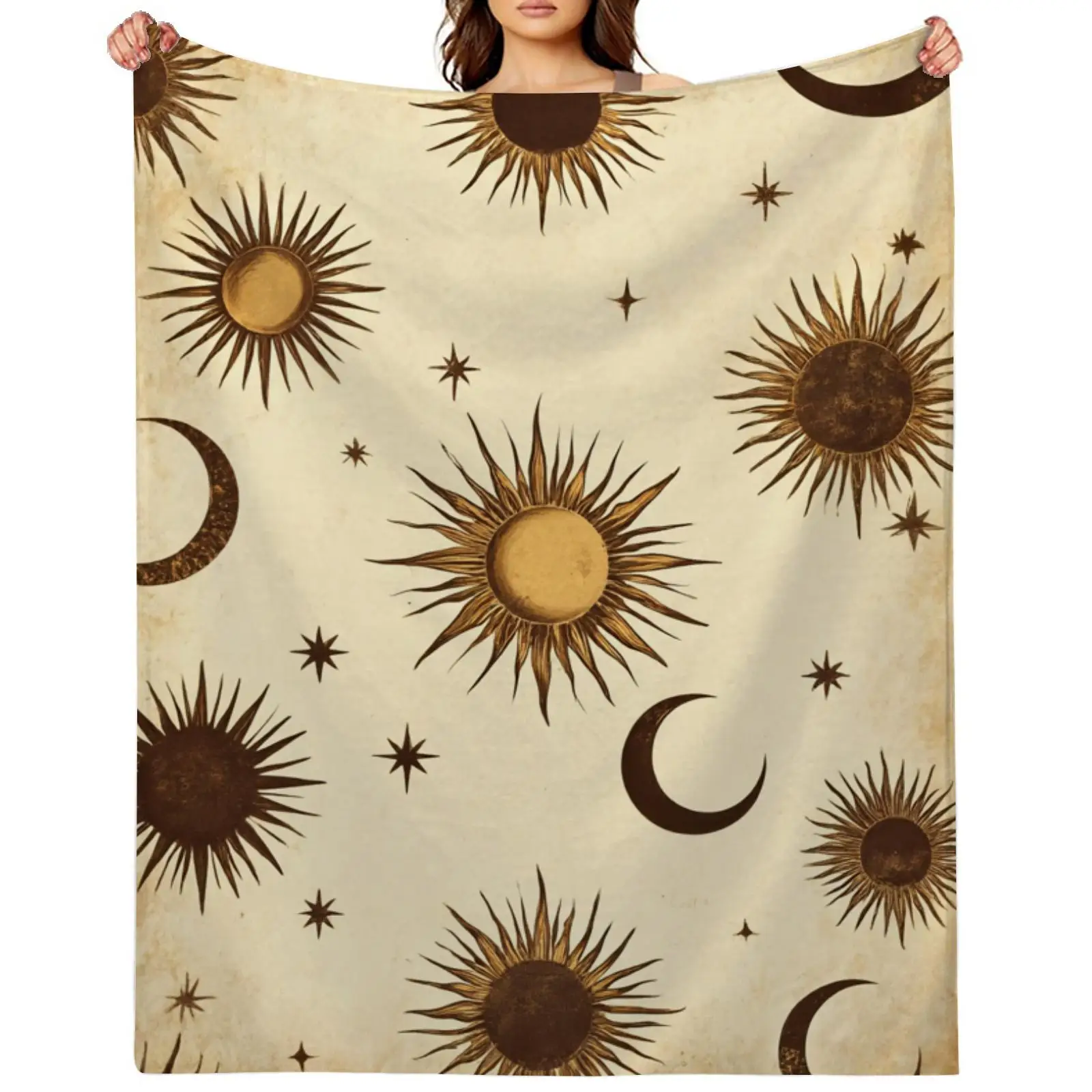 

Винтажное одеяло с рисунком звездного неба и луны, можно стирать в машине, из полиэстера, подходит для диванов, кроватей, офисов и путешествий.