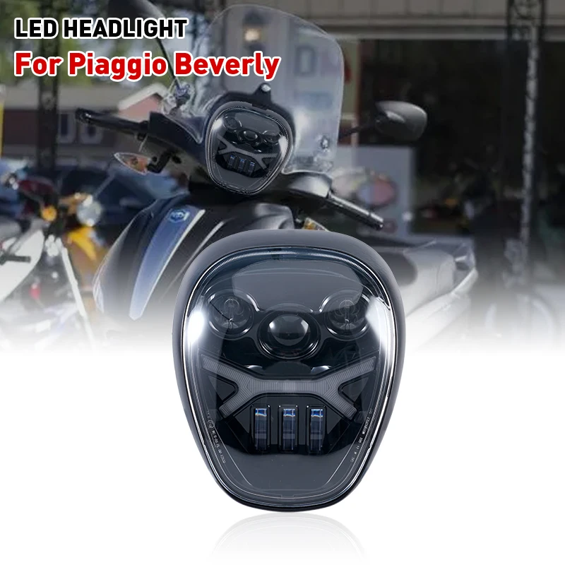 

LED Headlight With Halo Ring DRL For Piaggio Beverly