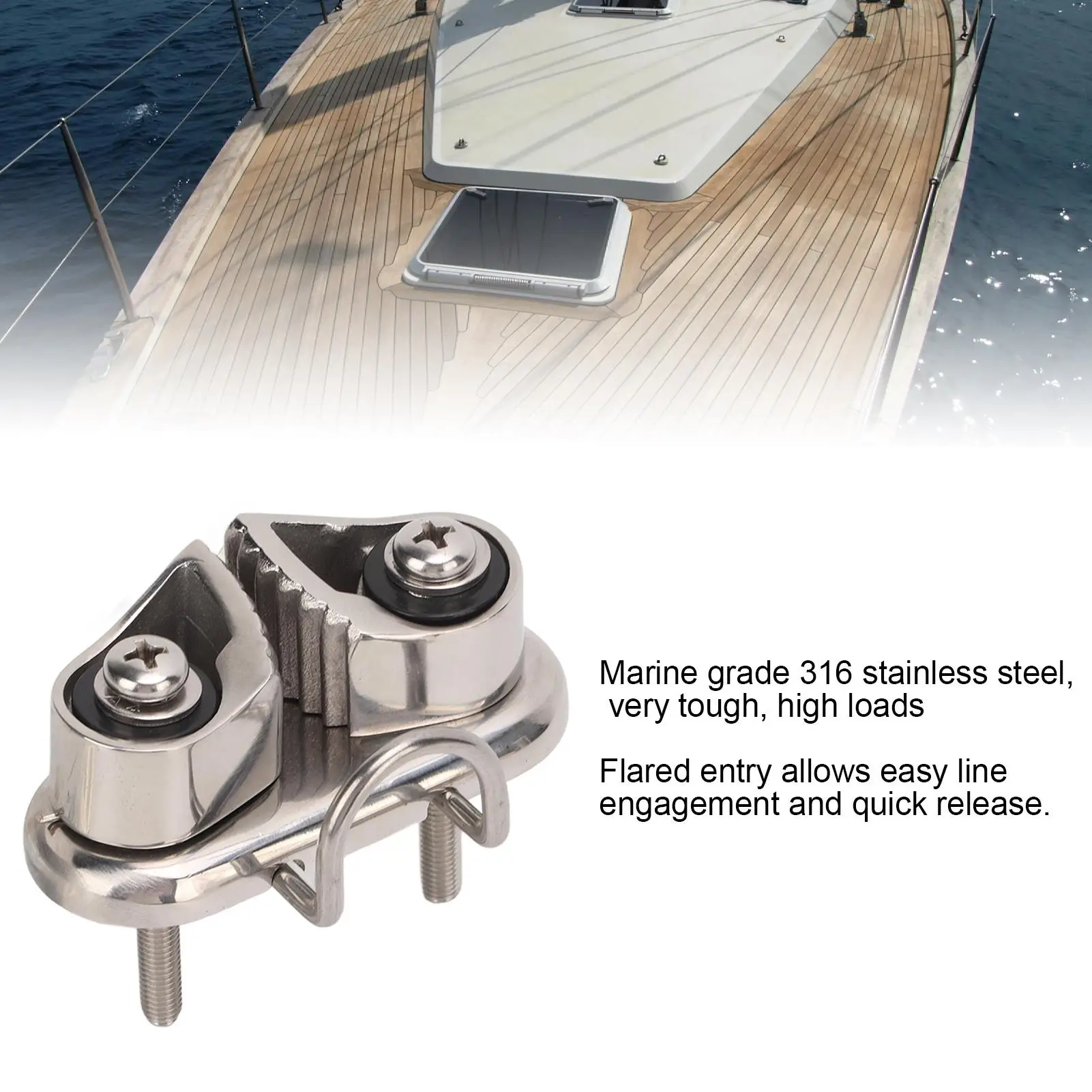 Boat Cam Cleat Stainless Steel Fast Entry Cam Cleat with Wire Leading for 10mm Rope