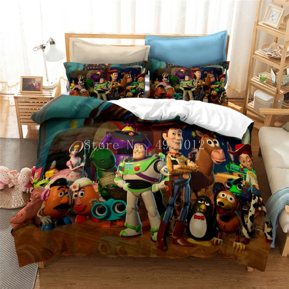 Disney Toy Story Bedding Set King Size Quilt Duvet Cover for Kids Bedroom Decora Boy Bed Cover Comforter Bedding Sets