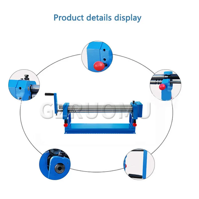 610MM Manual Steel Plate Rolling Machine Iron-Aluminum Galvanized Sheet Metal Reel Rounding Equipment With Two Removable Rollers