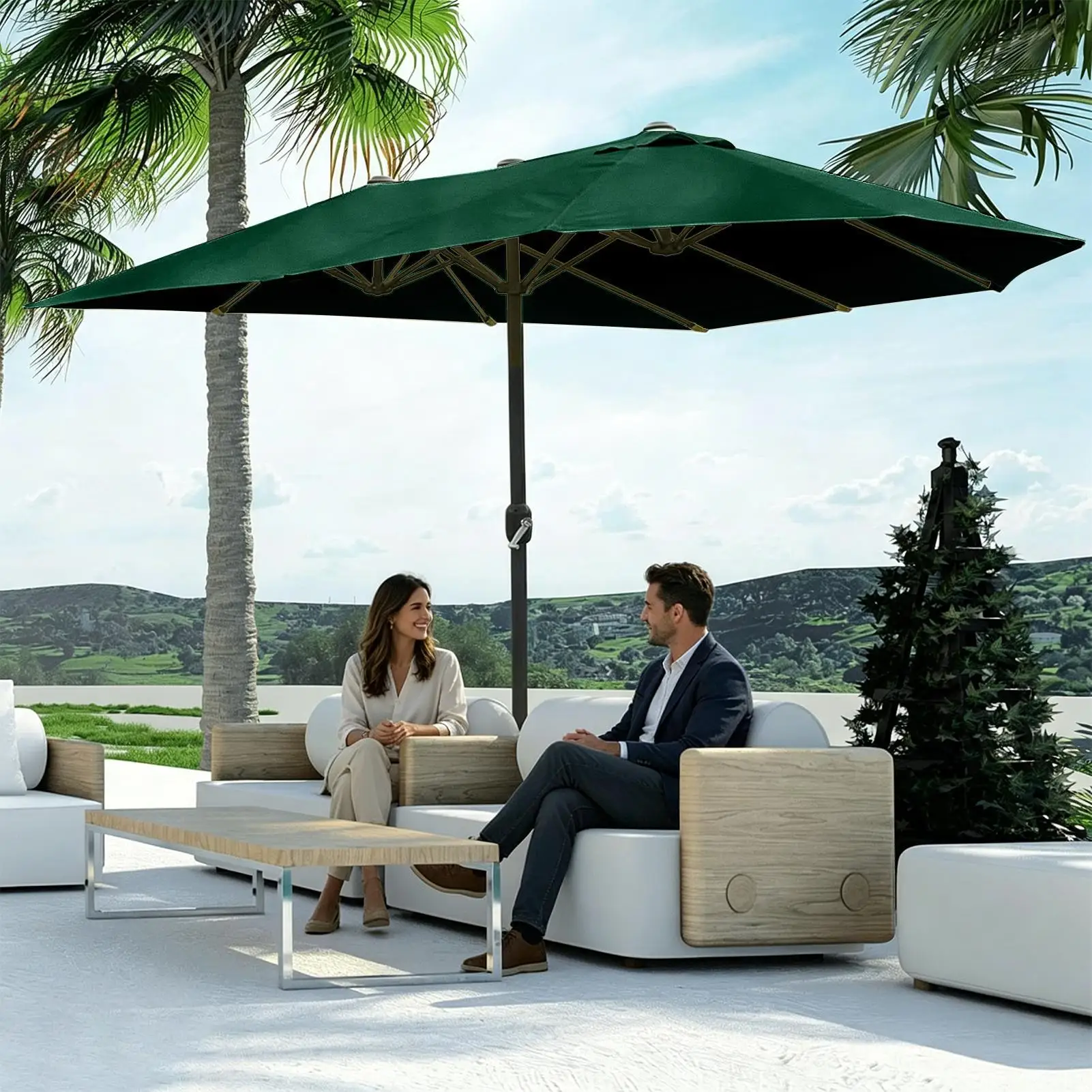 Umbrella Canopy Replacement 12 Ribs 8.86ft Waterproof UPF30 Triple Parasol Top Cover Umbrella Fabric Replacement for Backyard