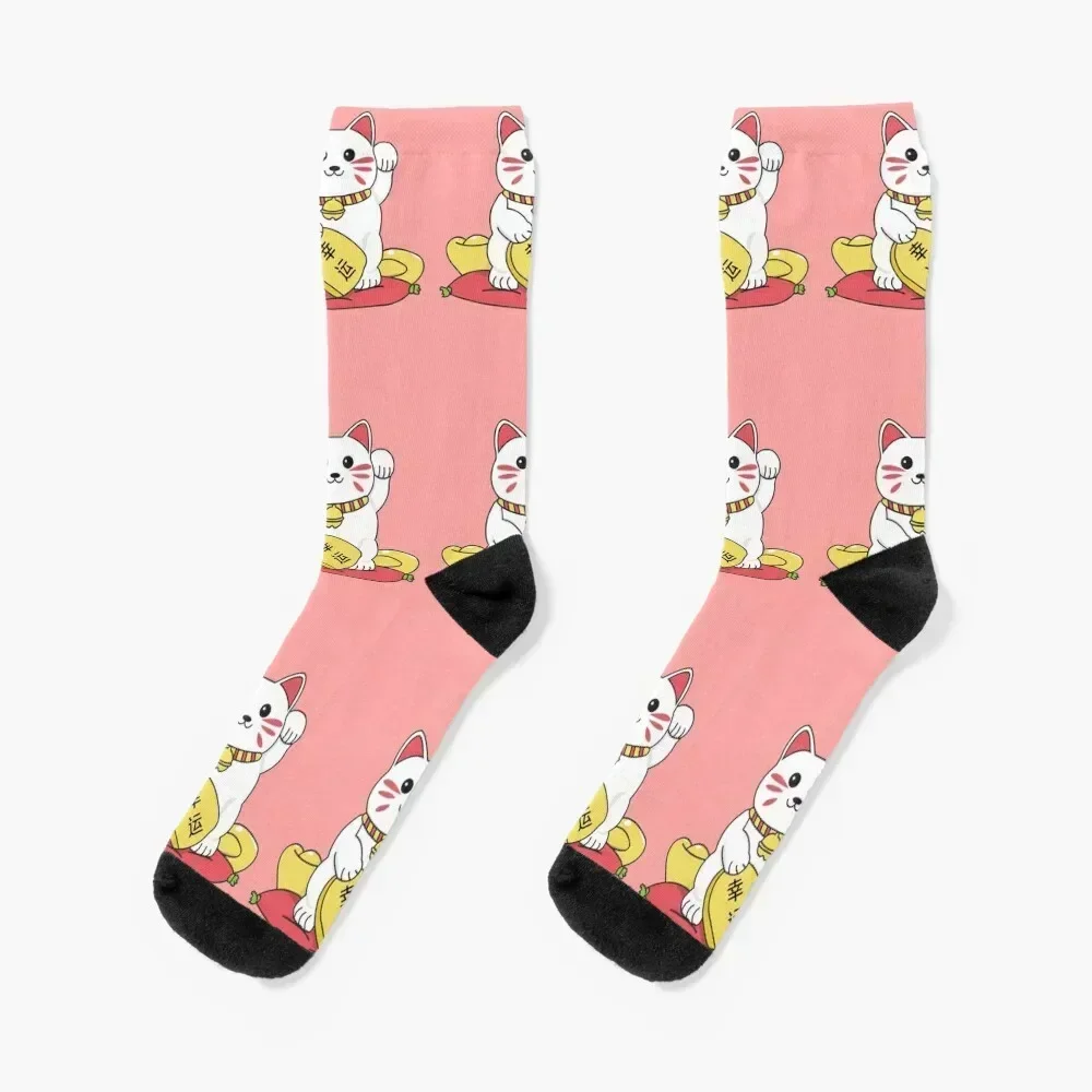 Kawaii Maneki Neko Socks kids man cute Men Socks Luxury Brand Women's