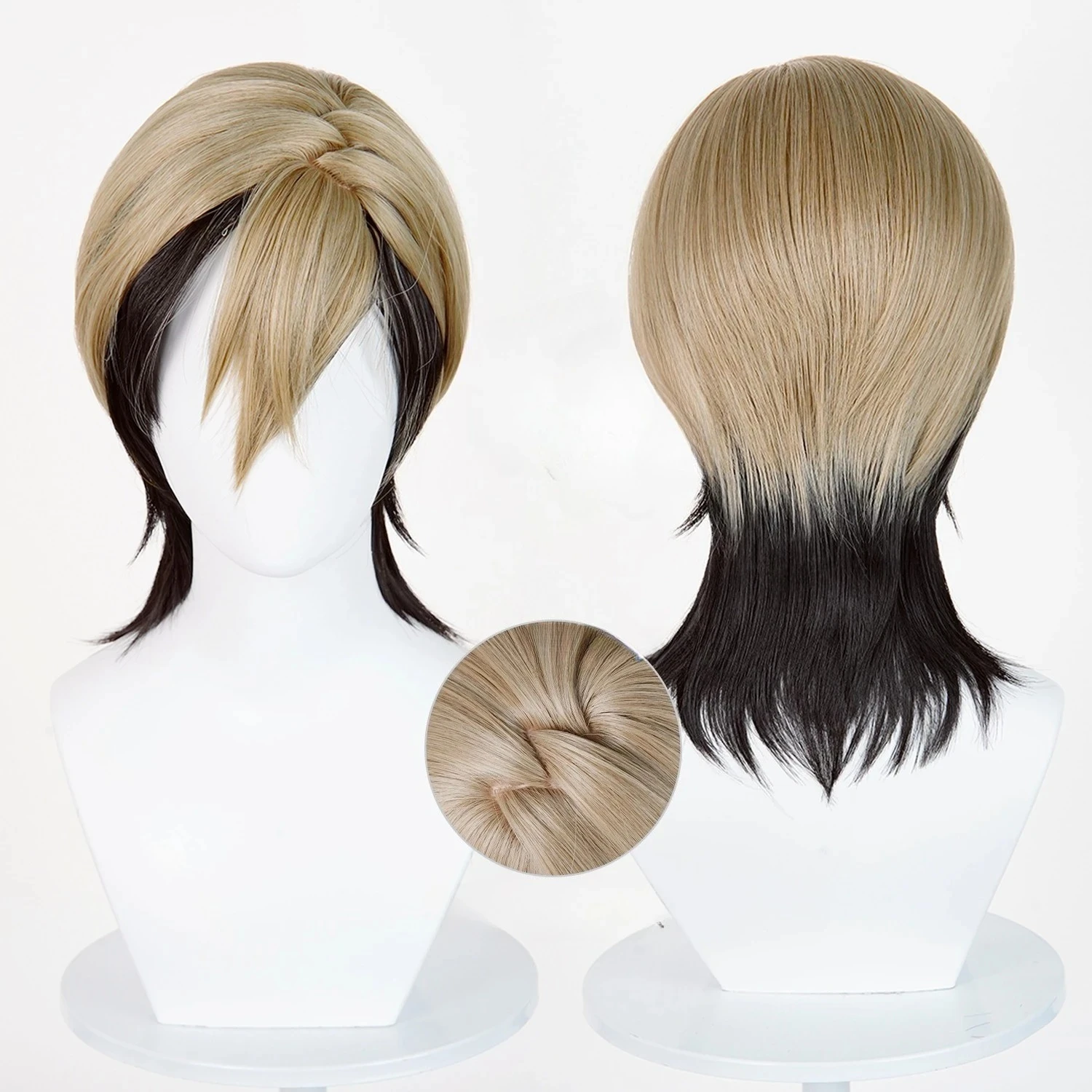

Zanka Nijiku Cosplay Wig 42cm Short Mixed Color Wig Cosplay Anime Heat Resistant Synthetic Wigs for Halloween Costume