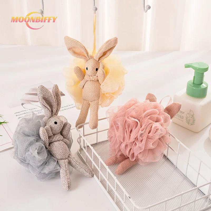 Cute Baby Care Bathing Wishing Rabbit Bath Ball Flower Baby Bath Sponge Body Massager Cleaning Shower Brush Children Adult Skin