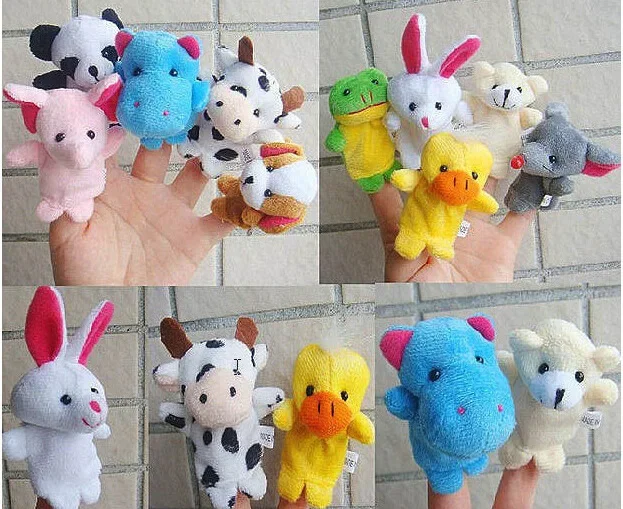 1/10 pz/lotto giocattoli di peluche per bambini Happy Family Fun Cartoon Animal Finger Puppet Hand Kid Learning & Education Toys figure regalo burattino