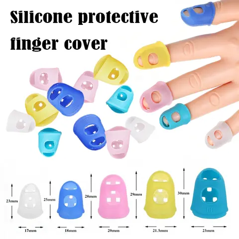 5-15 pezzi ditali in silicone colorati scavati traspiranti che giocano la chitarra custodia protettiva per le dita, forniture per strumenti per cucire artigianali