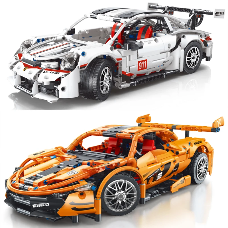 

MOC T2008 T2009 Creative Expert High-Tech Super Racing Car RSR Model With Motor Building Blocks Bricks Children Toys Boys Gifts