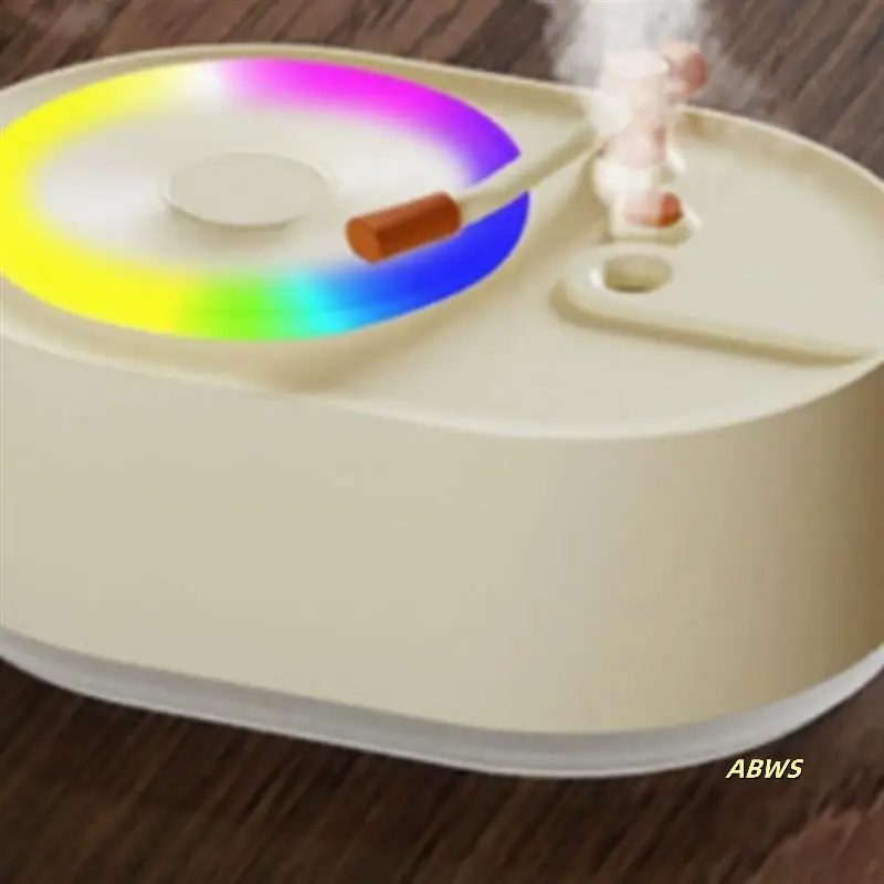 Mini USB Portable Retro Record Player Cool Mist Air Humidifier Essential Oil Aroma Diffuser With Led