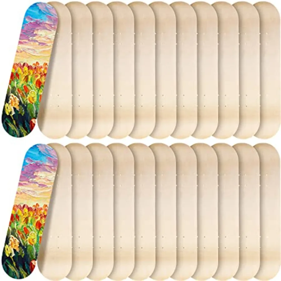 

7.9 x 31 Inch Natural 7 Layer Wooden Double Tail Plain Skate Decks Bulk for Replacement Art Painting Home Decor