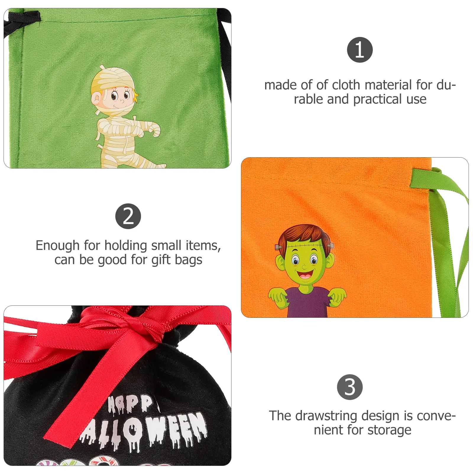 

6 Pcs Candy Bag Party Favor Bags Drawstring Halloween Pouch Reusable Snack Treat Birthday