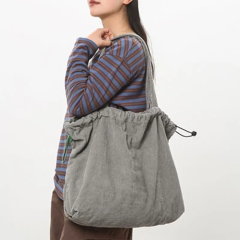 X5XA Spacious Corduroy Shoulder Bag Handbag For Women Combining And Function