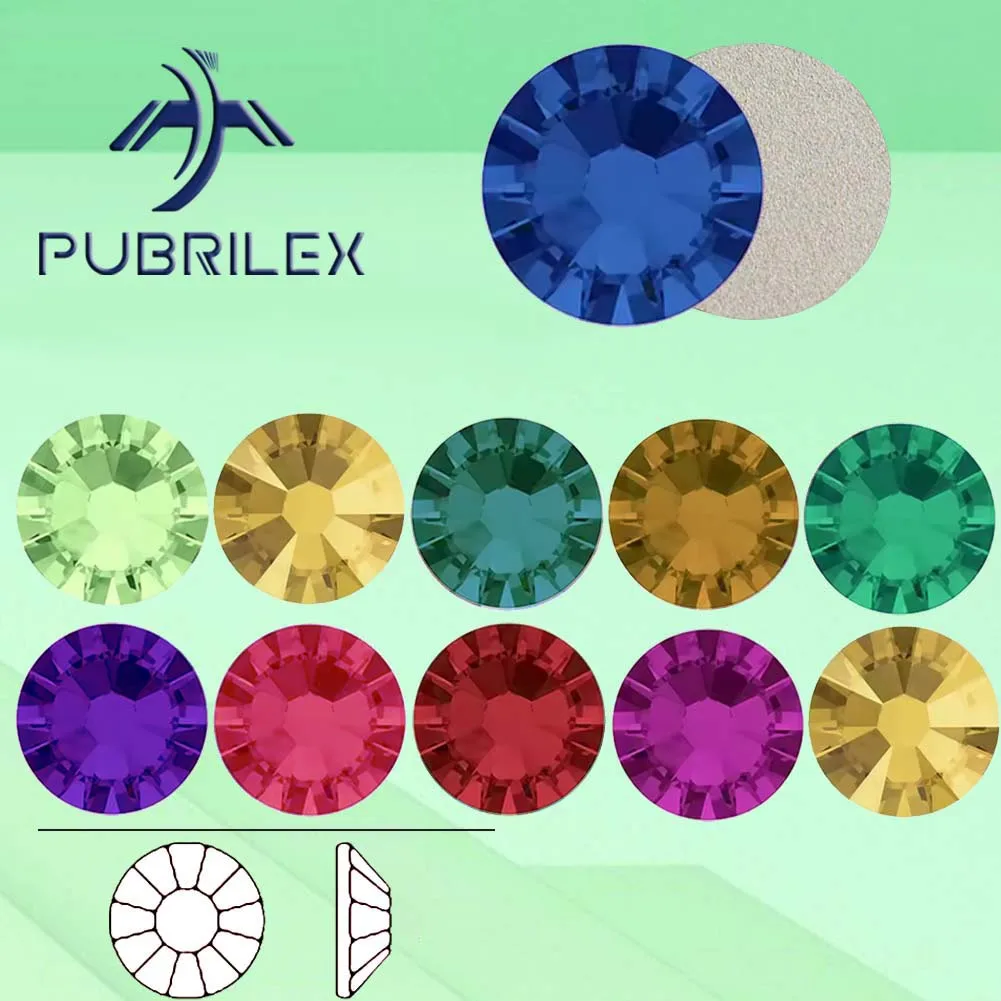 

PUBRILEX Crystal Glass Flatback Rhinestones 2058 NO Hotfix Strass DIY Rhinestone Nail Art Craft Garment Dress Decoration