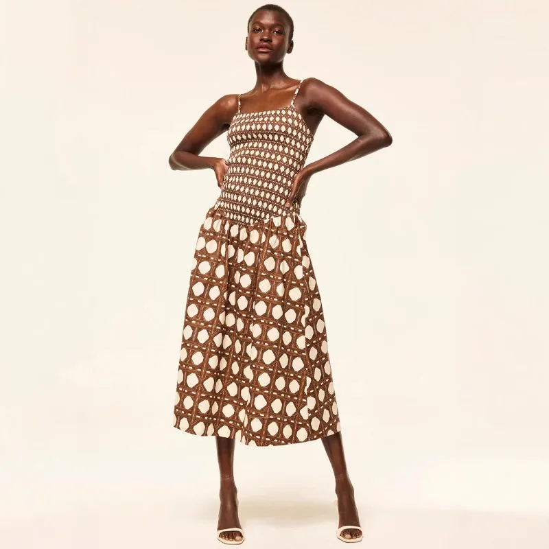 

2025 Summer New Sexy Black Print Sleeveless Dress Women Custom Suit