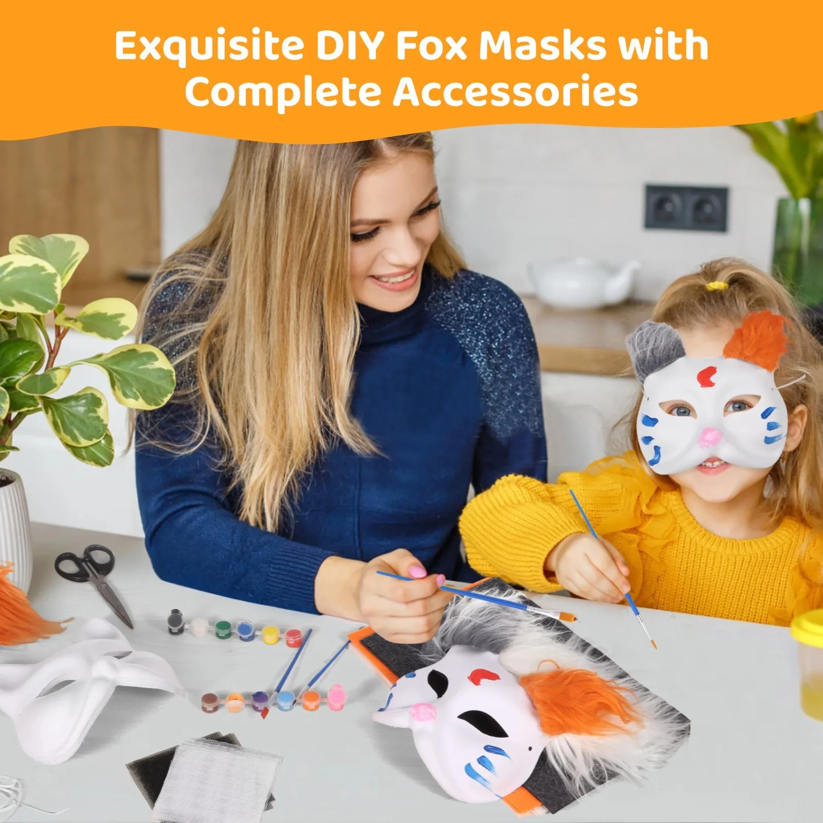 6Pcs Fox Masks DIY Therian Masks Fox Masks To Paint And Felt Art Crafts Akcesoria DIY Animal Mask Blank Mask Costume For Party