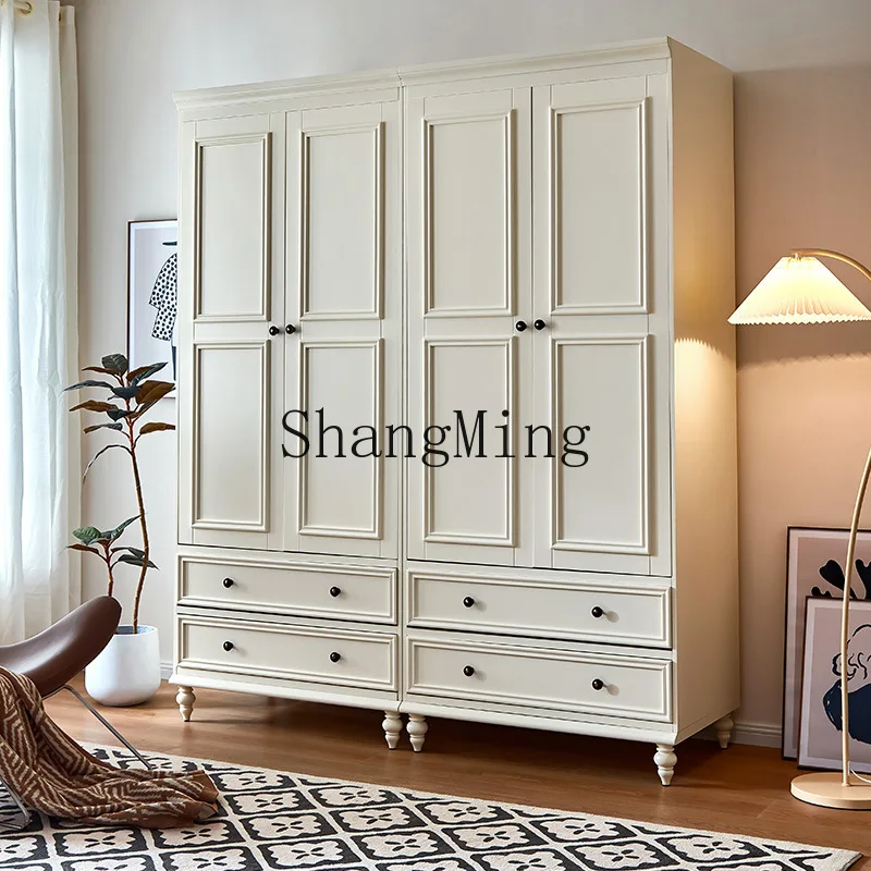

ZYY solid wood small apartment two-door storage cabinet white modern simple home bedroom layered wardrobe
