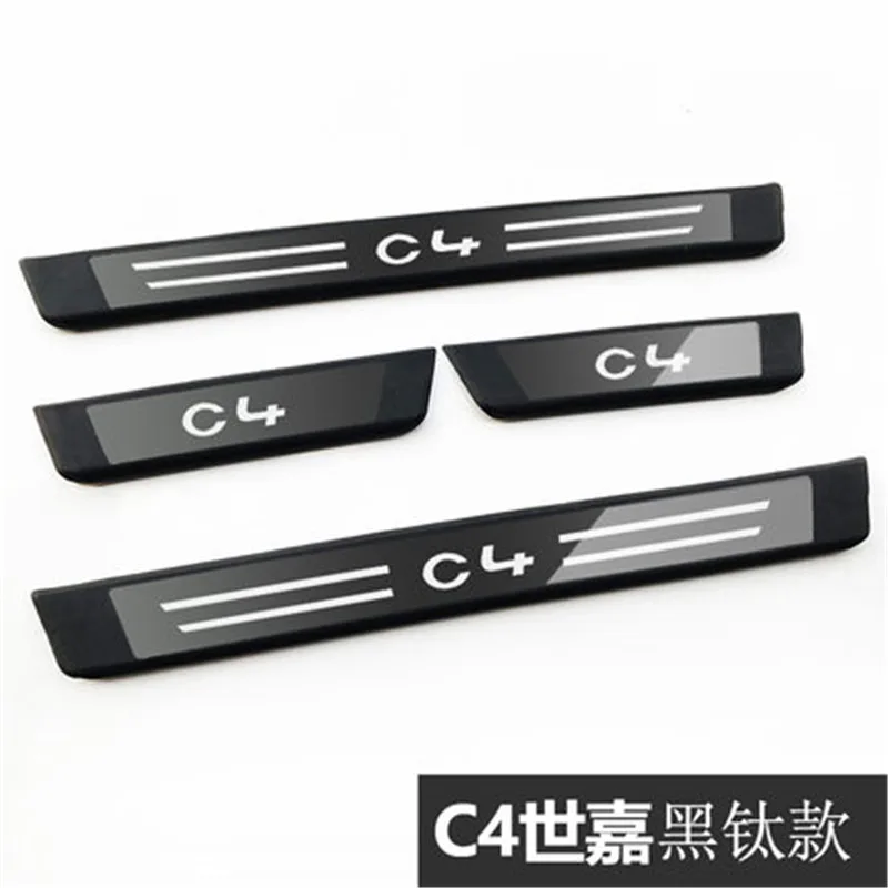 for Citroen cquatre C-Quatre C4 2008-2016 Soft plastic Door Sill Scuff Plate Welcome Pedal Trim Accessories Car styling